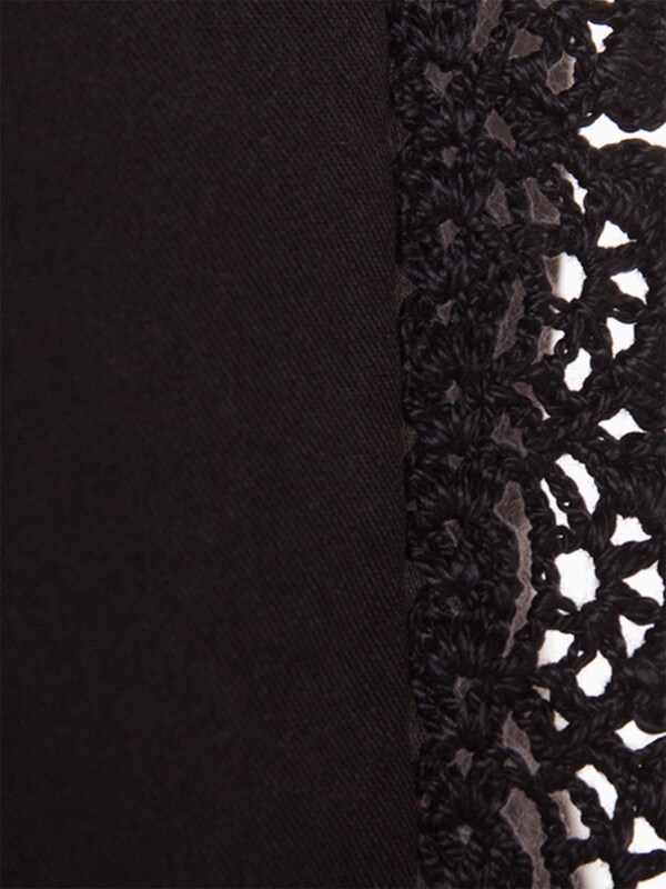 Cropped Black Trousers with a Lace Trim