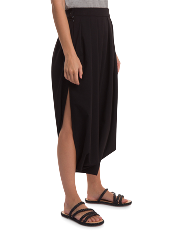 Black Pleated Skirt with Side Slits