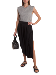 Black Pleated Skirt with Side Slits