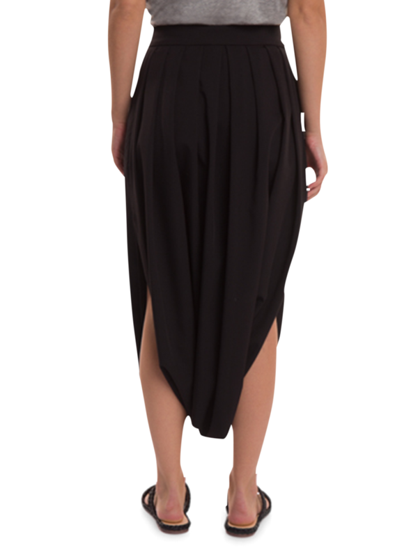 Black Pleated Skirt with Side Slits