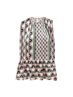 Satin Silk Printed Peplum Sleeveless Top
