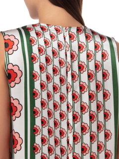 Satin Silk Printed Peplum Sleeveless Top