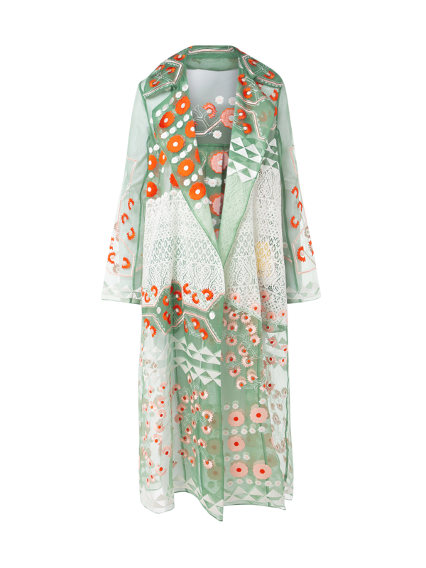 Embroidered Organza And Lace Mix Jacket