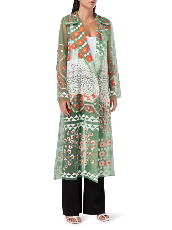 Embroidered Organza And Lace Mix Jacket