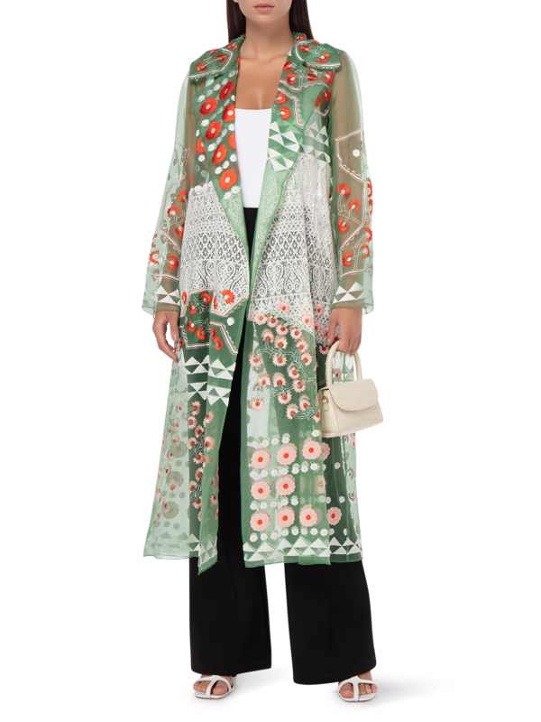 Embroidered Organza And Lace Mix Jacket
