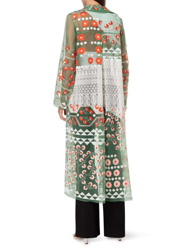 Embroidered Organza And Lace Mix Jacket