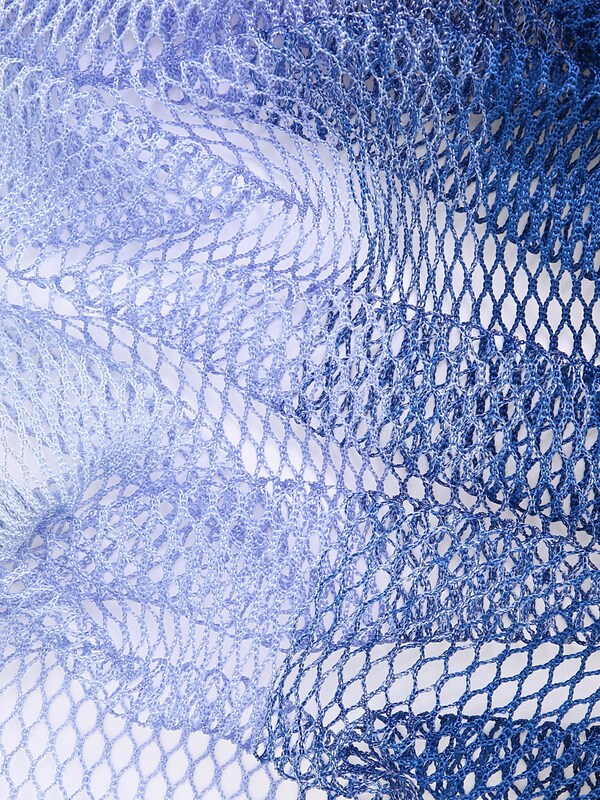 Blue-and White Scarf with Tasseled Edges