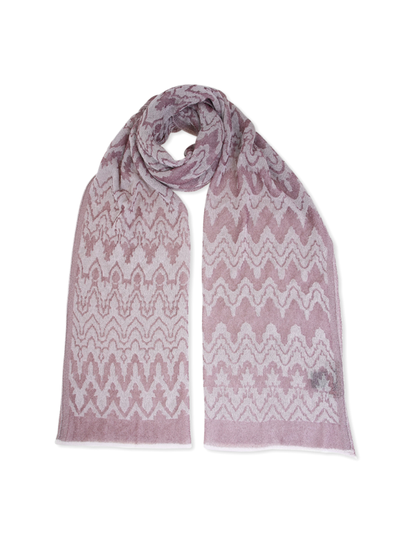 Pink-and-Grey Shawl with Wave Design