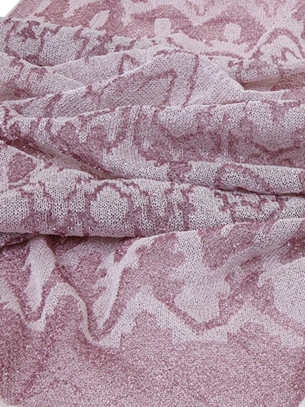 Pink-and-Grey Shawl with Wave Design