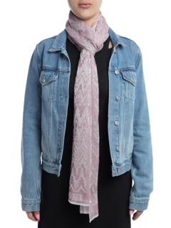 Pink-and-Grey Shawl with Wave Design