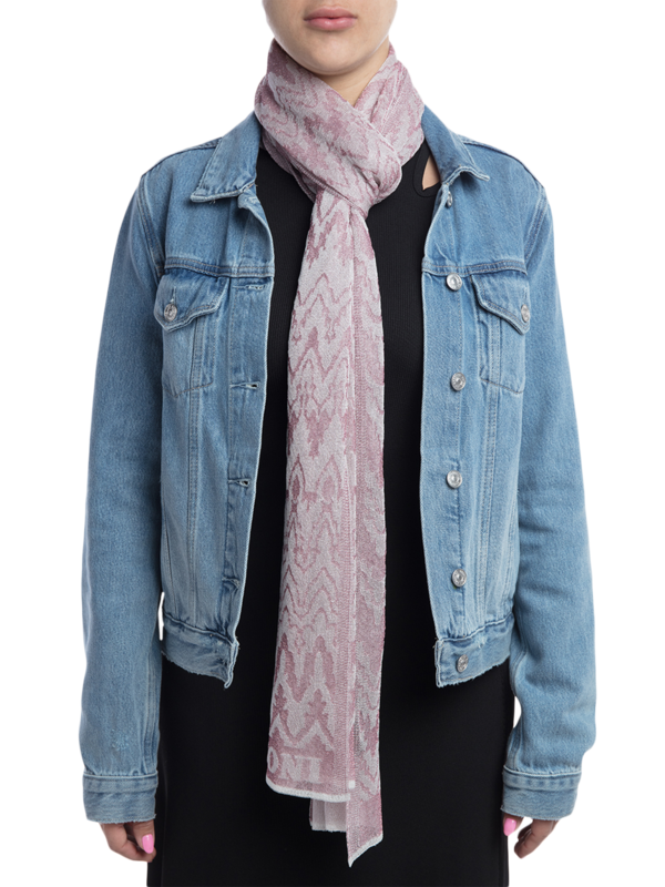 Pink-and-Grey Shawl with Wave Design