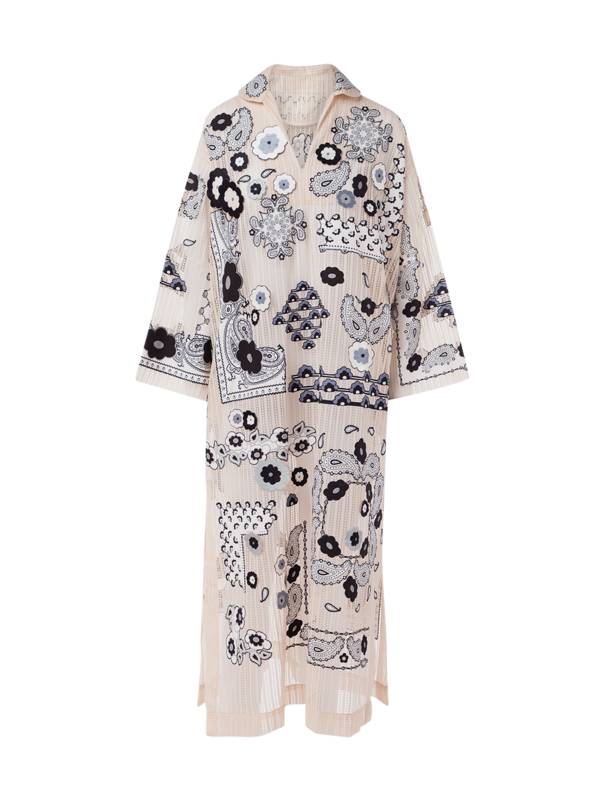 Mozaic Embroidered Lace And Cotton Midi Kaftan Dress