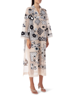 Mozaic Embroidered Lace And Cotton Midi Kaftan Dress