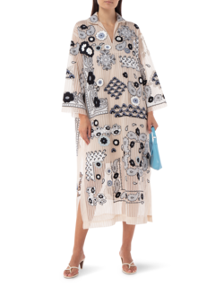 Mozaic Embroidered Lace And Cotton Midi Kaftan Dress