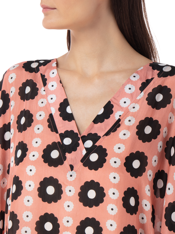 Lightweight Printed Silk Maxi Kaftan Dress