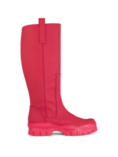 Round-Toe Knee-Length Leather Boots