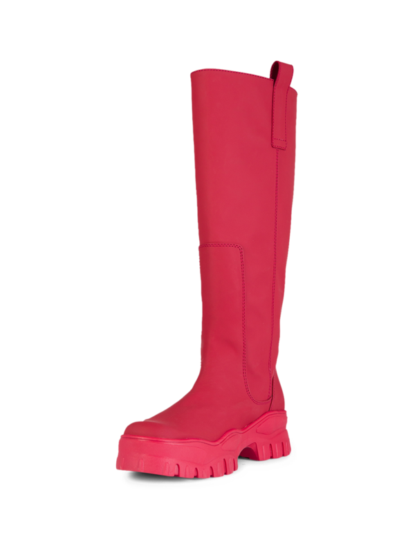 Round-Toe Knee-Length Leather Boots