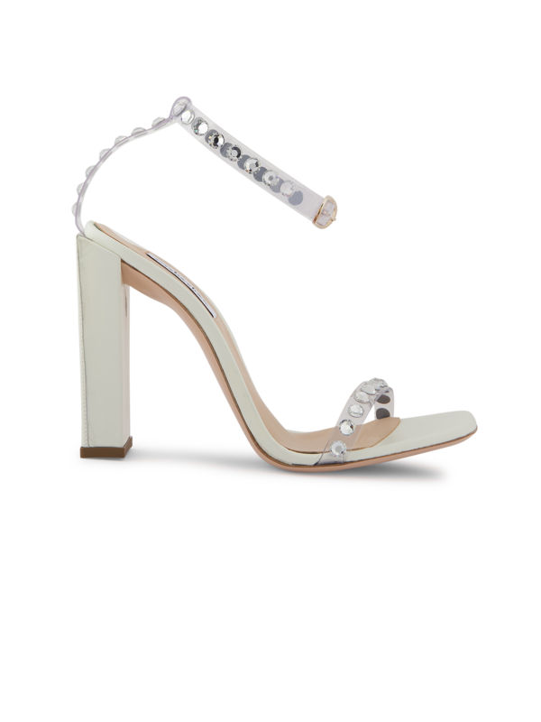 CRYSTAL PVC ANKLE STRAP HIGH HEEL SANDAL