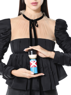 Blue & Black Kokeshi Figurine