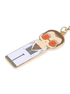 Elton in White Keychain