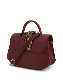 Structured Handbag with Cutout Flap and Statement Eagle Embellishment
