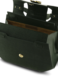 Structured Handbag with Cutout Flap and Statement Eagle Embellishment