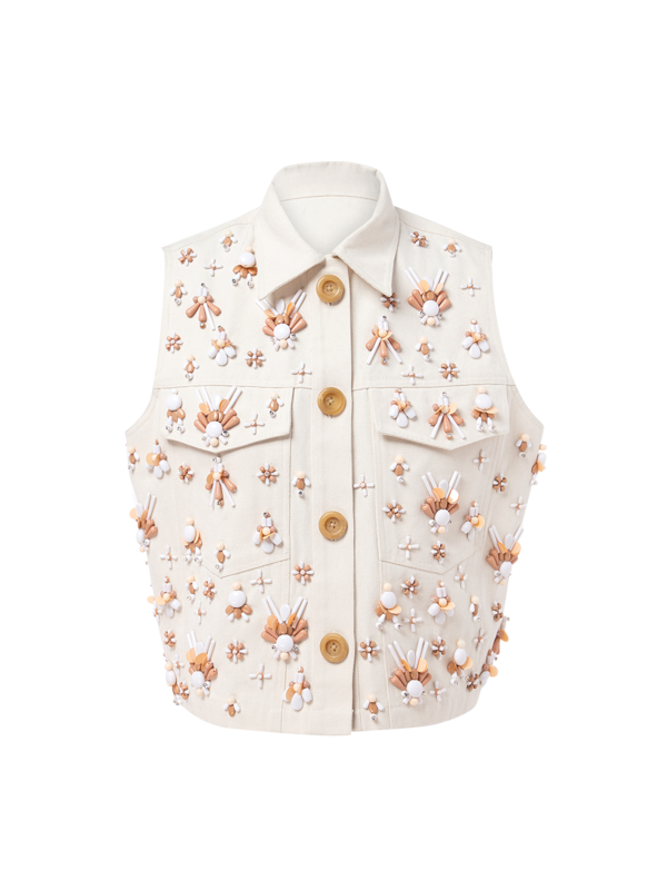 Embellished Canvas Vest