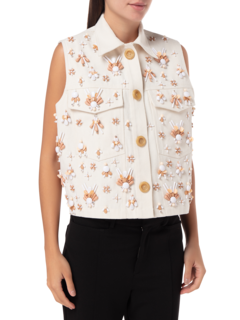 Embellished Canvas Vest
