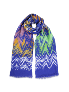 Multi-colored Jagged Design Scarf with Frayed Edges