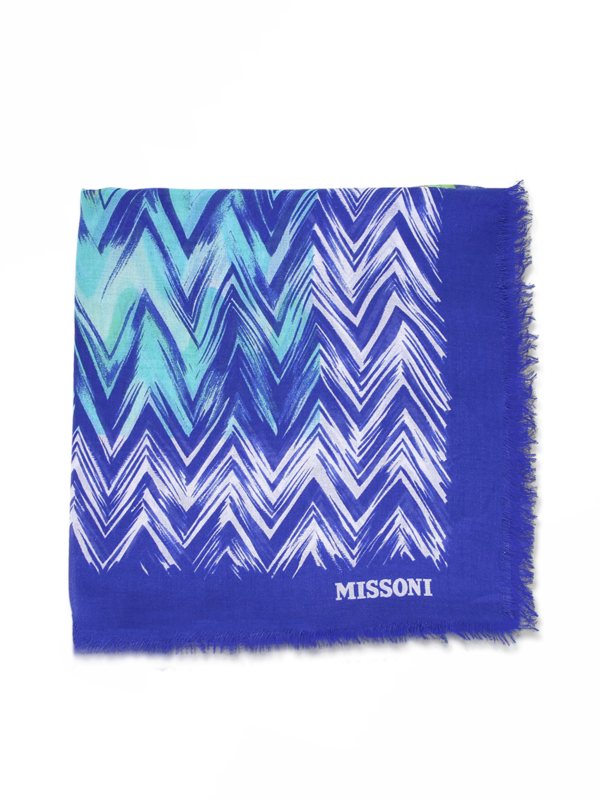 Multi-colored Jagged Design Scarf with Frayed Edges