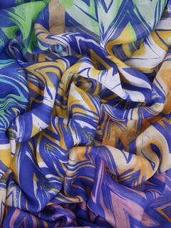 Multi-colored Jagged Design Scarf with Frayed Edges