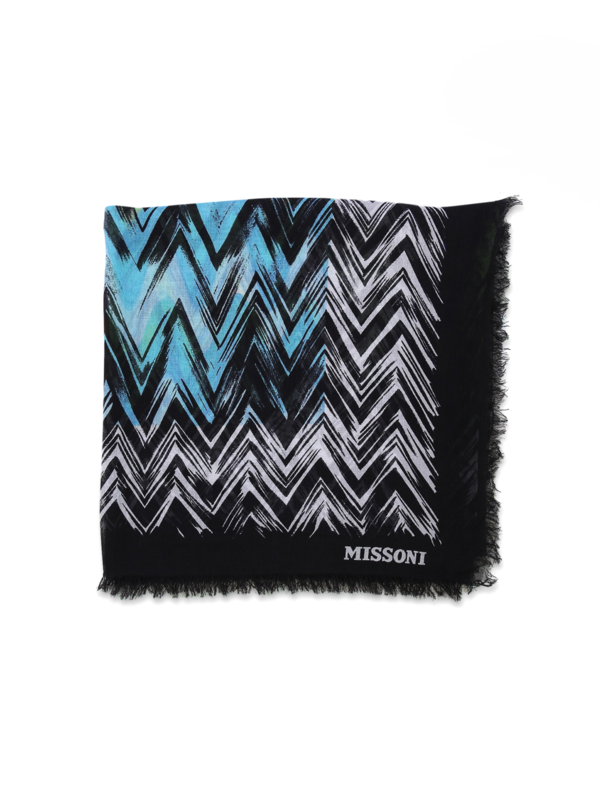 Multi-colored Jagged Design Scarf with Frayed Edges