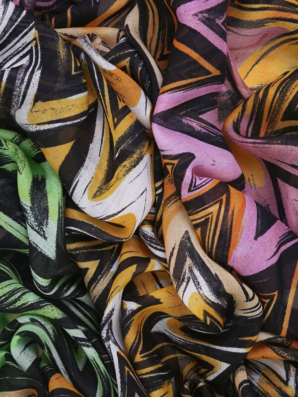 Multi-colored Jagged Design Scarf with Frayed Edges