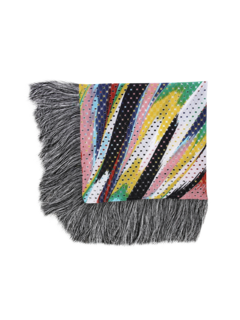 Multi-colored and Black Base Frayed Scarf