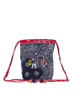 Mini bucket bag navy real red SMILE