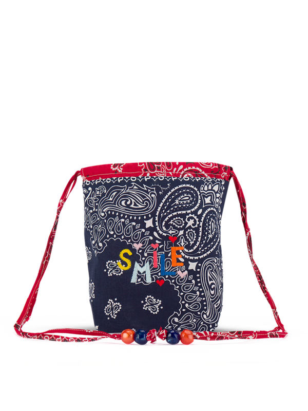 Mini bucket bag navy real red SMILE