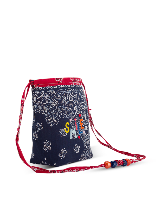 Mini bucket bag navy real red SMILE