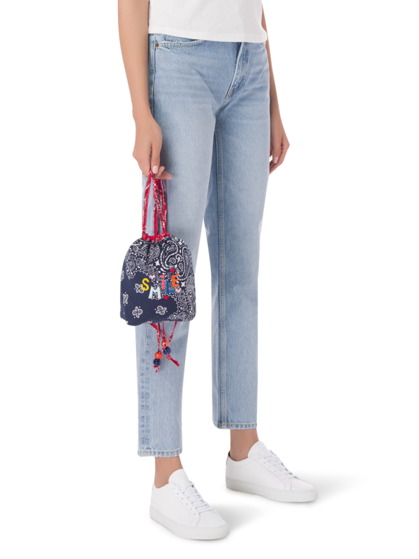 Mini bucket bag navy real red SMILE