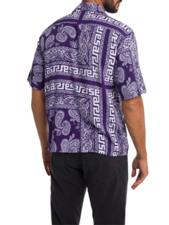 Blue-and-White Multipatterned Linen Shirt