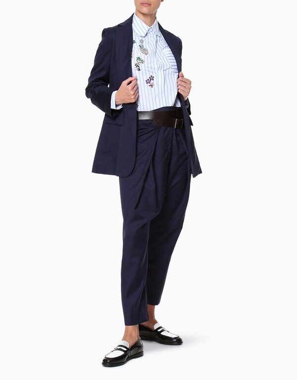 Blue Stripe Embellished Shirt