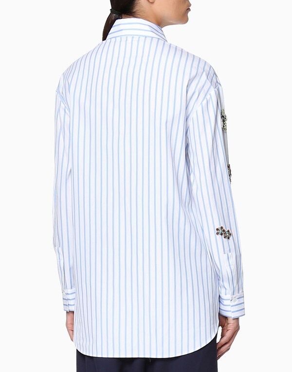Blue Stripe Embellished Shirt