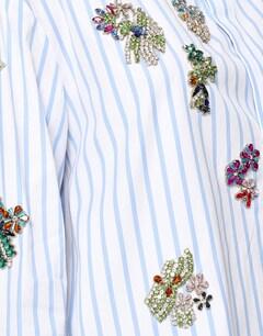 Blue Stripe Embellished Shirt