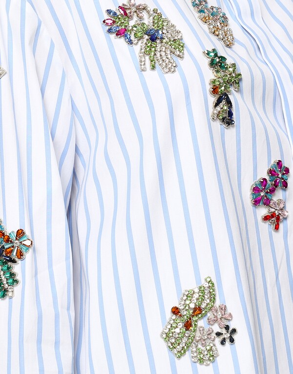 Blue Stripe Embellished Shirt