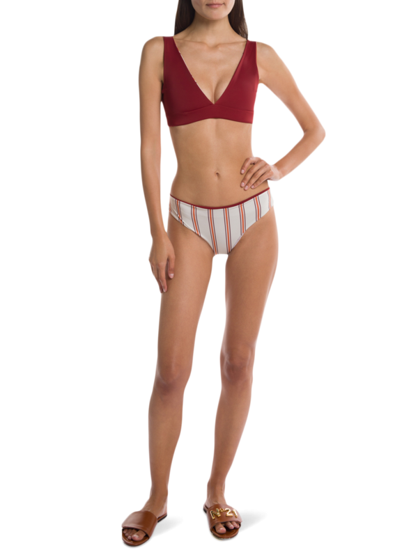 Orange V-Neckline Bikini Top