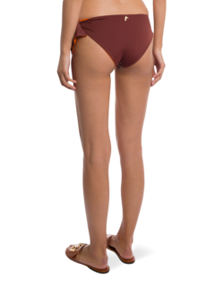 Brown-and-Orange Ruffled Bikini Swimsuit