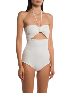 Ivory White Front-Slit One-Piece Swimsuit