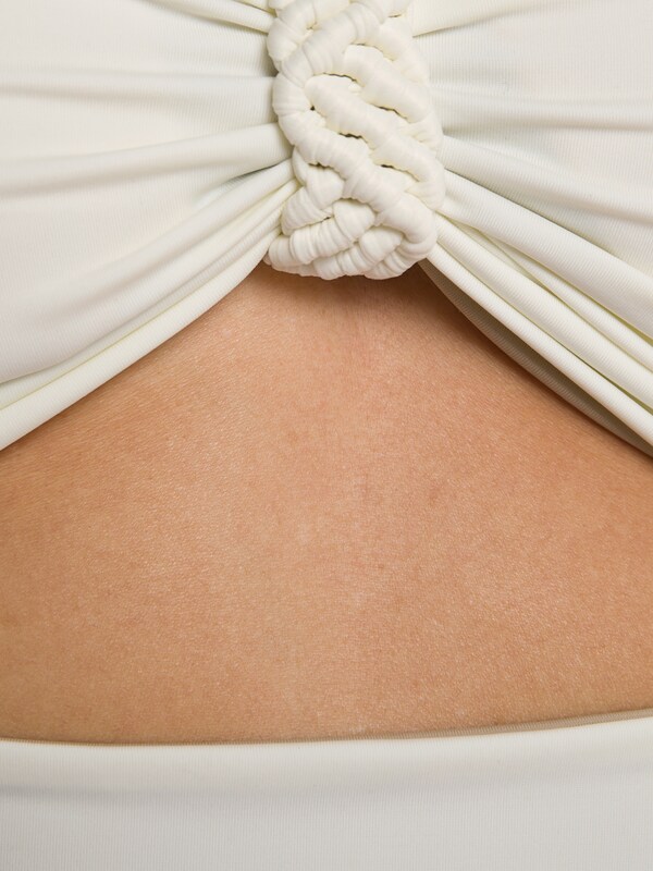 Ivory White Front-Slit One-Piece Swimsuit