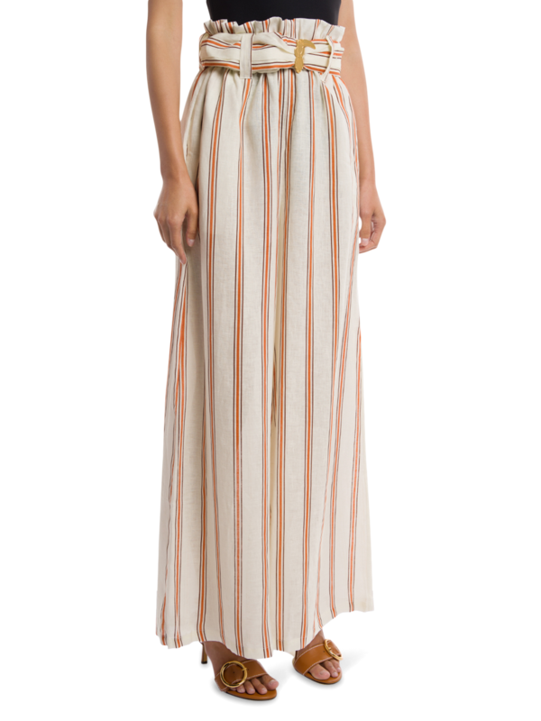 Orange and White Striped Linen Pants
