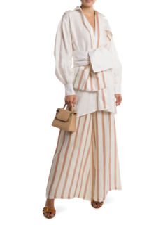 Orange and White Striped Linen Pants