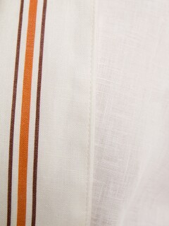 White and Orange-Striped Multi-Layered Linen Shirt
